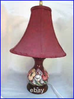 Vintage English MOORCROFT Art Pottery PANSIES Table Lamp #17-reg