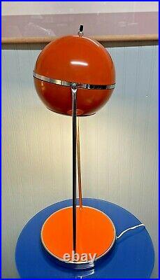 Vintage Eyeball Space Age Orange Metal & Chrome Table Lamp Mid Century Modern