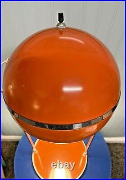 Vintage Eyeball Space Age Orange Metal & Chrome Table Lamp Mid Century Modern