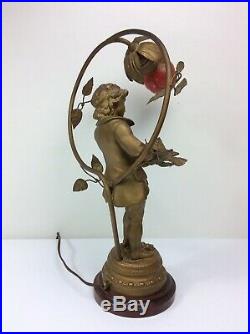 Vintage Figural French Art Nouveau Table Lamp Art Sculpture 16h X 10 W
