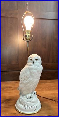 Vintage Fine Porcelain Franklin Mint Table Lamp The Snowy Owl By Raymond Watson