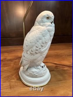 Vintage Fine Porcelain Franklin Mint Table Lamp The Snowy Owl By Raymond Watson