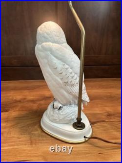 Vintage Fine Porcelain Franklin Mint Table Lamp The Snowy Owl By Raymond Watson