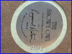 Vintage Fine Porcelain Franklin Mint Table Lamp The Snowy Owl By Raymond Watson