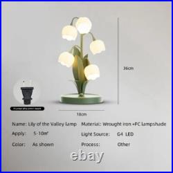 Vintage Floral Table Lamp Lily Nightstand Lamp in 3 Color Patterns Led Bulbs