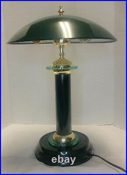 Vintage Forest Green & Brass Library Table Desk Lamp