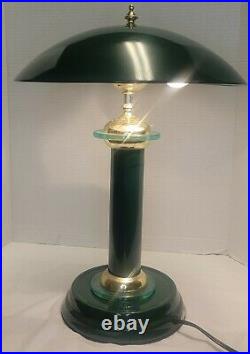 Vintage Forest Green & Brass Library Table Desk Lamp