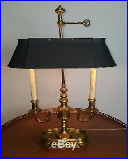 Vintage Frederick Cooper Brass Bouillotte Black Tole Bank Desk Library Lamp