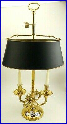 Vintage Frederick Cooper Brass Bouillotte Desk/Table Lamp Black Metal Shade