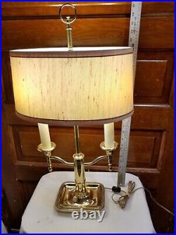 Vintage Frederick Cooper Brass Bouillotte Electric Candle Lamp with Shade MCM