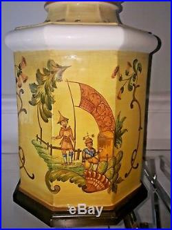 Vintage Frederick Cooper Hand Painted Ceramic Asian Ginger Jar Table Lamp WOW
