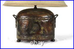 Vintage Frederick Cooper Lion Head Hammered Style Accent Lamp With Shade