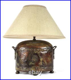 Vintage Frederick Cooper Lion Head Hammered Style Accent Lamp With Shade