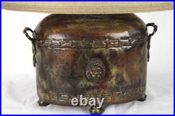 Vintage Frederick Cooper Lion Head Hammered Style Accent Lamp With Shade