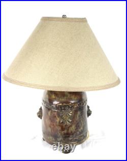 Vintage Frederick Cooper Lion Head Hammered Style Accent Lamp With Shade