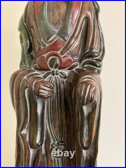 Vintage Frederick Cooper Quan Yin Table Lamp Asian Figural Faux Wood Chalkware Vintage Frederick Cooper Quan Yin Table Lamp Asian Figural Faux Wood Chalkware