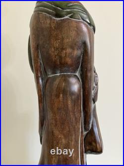 Vintage Frederick Cooper Quan Yin Table Lamp Asian Figural Faux Wood Chalkware