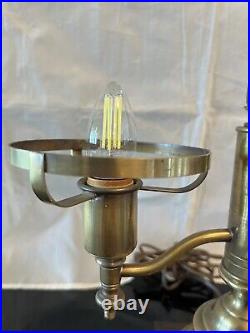 Vintage Frederick Cooper Student Table Lamp With Double Etched Glass Shades