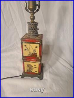 Vintage Fredrick Cooper tea tin Table Lamp, brass base, Decorative-See Pictures