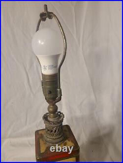 Vintage Fredrick Cooper tea tin Table Lamp, brass base, Decorative-See Pictures