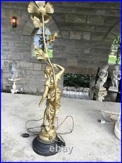 Vintage French Art Nouveau Style Fee Des Eaux Moreau Signed Lamp Lovely