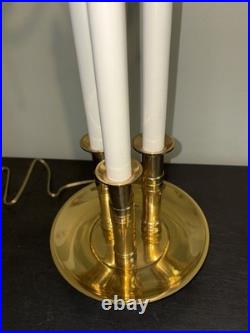 Vintage French Bouillotte 3 candle arm Brass Table Lamp 3' Tall
