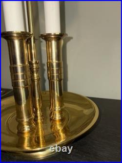 Vintage French Bouillotte 3 candle arm Brass Table Lamp 3' Tall