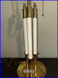 Vintage French Bouillotte 3 candle arm Brass Table Lamp 3' Tall
