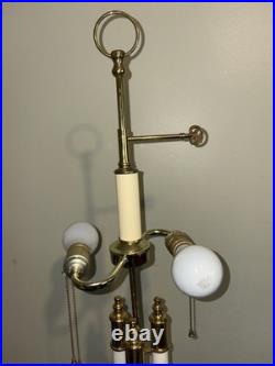 Vintage French Bouillotte 3 candle arm Brass Table Lamp 3' Tall