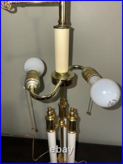 Vintage French Bouillotte 3 candle arm Brass Table Lamp 3' Tall