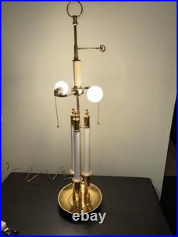 Vintage French Bouillotte 3 candle arm Brass Table Lamp 3' Tall