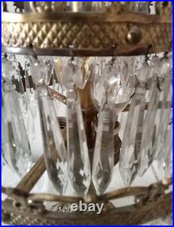 Vintage French Brass Crystals Empire-style Table Light Table Lamp