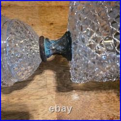 Vintage French Diamond Point Clear Glass and Brass Table Lamp