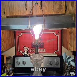 Vintage French Diamond Point Clear Glass and Brass Table Lamp