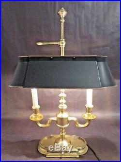 Vintage French Empire Style Bouillotte Lamp Black & Gold Metal Shade 23