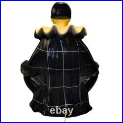 Vintage French Pierrot Clown Table Lamp Wooden Sculpture Globe Light c. 1970s