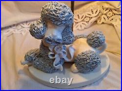 Vintage French Spaghetti Poodle Table Lamp Blue & White Midcentury 1950s