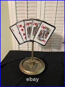 Vintage Full House of Playing Cards Roulette Wheel Table Lamp