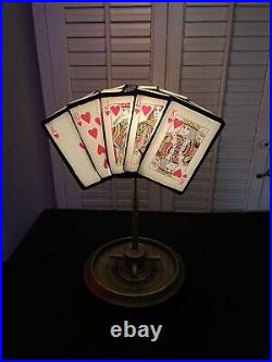 Vintage Full House of Playing Cards Roulette Wheel Table Lamp