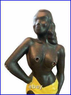 Vintage Funny German Ceramic Lamp Rome Painted & Glazed Decorative Woman Rare 60
