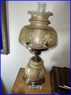 Vintage GWTW Quoizel Satin Lace 21 Inch Table Lamp with Gold Striping C-266BA