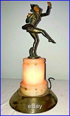 Vintage Gerdago ART DECO Dancing Harlequin Jester Pixie Table Lamp Light