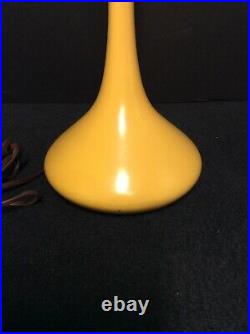 Vintage Gio Ponti Style Laurel Table Lamp Mid Century Modern Yellow Genie Bottle