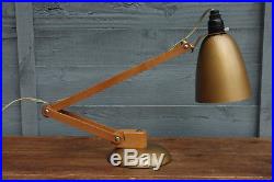 Vintage Gold with Real Wood Arm Conran Maclamp Habitat Desk Table Lamp Wooden