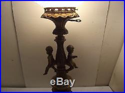 Vintage Gone With The Wind Gold Gilded Double Cherub Parlor Lamp Light