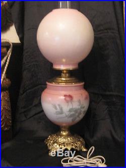Vintage Gone With The Wind Hand Painted Floral Dual Lighting Lamp
