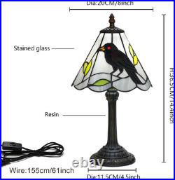 Vintage Gothic Black Crow Tiffany Style Stained Glass Table Lamp Decor Light