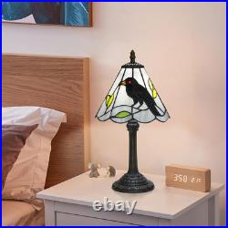 Vintage Gothic Black Crow Tiffany Style Stained Glass Table Lamp Decor Light