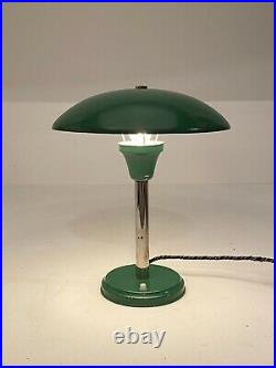 Vintage Green Bauhaus Table Lamp / 1930s Art Deco Mushroom Lamp / Desk La