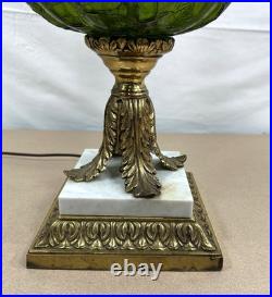Vintage Green Blown Glass Hollywood Regency MCM Parlor Style Lamp Works Vintage Green Blown Glass Hollywood Regency MCM Parlor Style Lamp Works